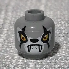 NEW Lego GRAY MINIFIG HEAD Chima Worriz Wolf w/Alien Monster White Fang Teeth