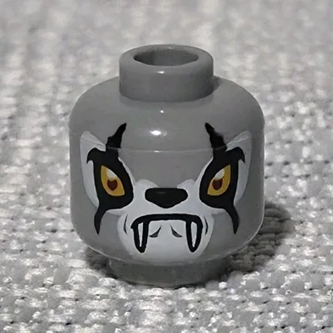 NEW Lego GRAY MINIFIG HEAD Chima Worriz Wolf w/Alien Monster White Fang Teeth