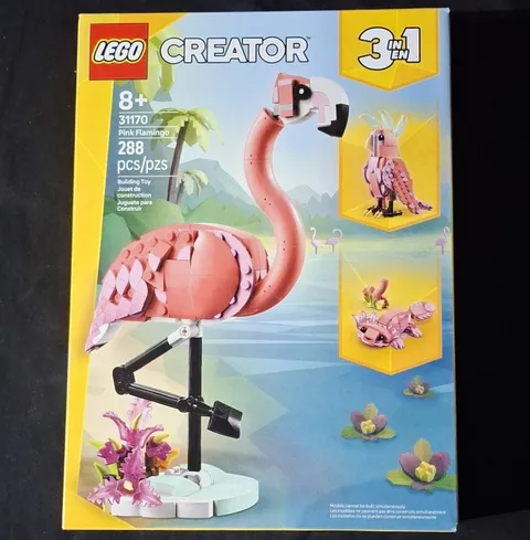 LEGO Creator 3in1 Pink Flamingo 31170 Building Set, 288 Pieces Age 8+ Box
