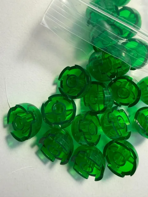 LEGO-NEW #553C-TRANS GREEN-BRICK RND-2 X 2 -DOME TOP/ STUD-10 PIECES