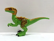 LEGO Velociraptor - Small Figure, Green Tan w/ Brown Pattern