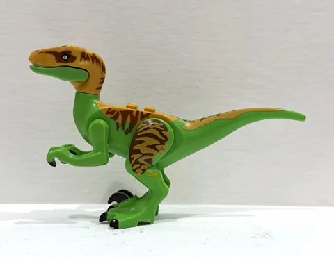 LEGO Velociraptor - Small Figure, Green Tan w/ Brown Pattern