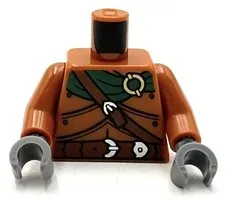 Lego New Minifig Dark Orange Torso Armor Plates Dark Green Scarf Gold Ring Part