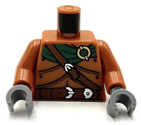 Lego New Minifig Dark Orange Torso Armor Plates Dark Green Scarf Gold Ring Part