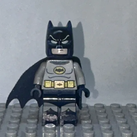 LEGO Batman Minifigure Gray Suit Dark Legs with Black Cape & Cowl