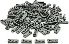 Lego 100 New Light Bluish Gray Plates Modified 1 x 2 with Bar Handle Pieces