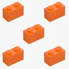 5 New LEGO Orange 1x2 Bricks 3004 block castle city 2x1 building bock 4121739