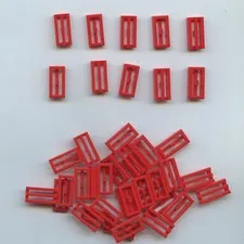 LEGO x40 Red Tile, Modified 1 x 2 Grille with Bottom Groove 2412b