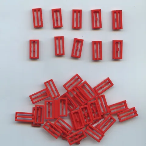 LEGO x40 Red Tile, Modified 1 x 2 Grille with Bottom Groove 2412b