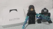 LEGO Minifigure Lot of 2 - Hooded Black Figure, Blue Chain, Small Droid Build