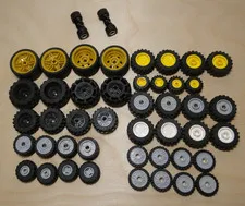 LEGO Tires Gray White Plastic Lot Rims Wheels Technic Vintage Gold Yellow Black