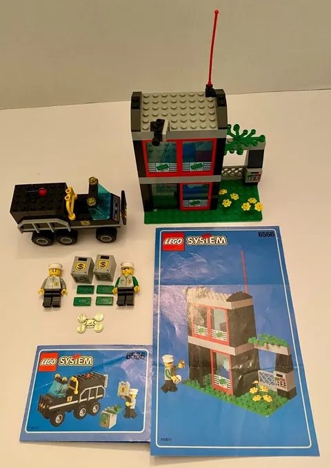 VINTAGE LEGO 6566 Town: Bank 100% Complete Set w/ Instructions - No Box