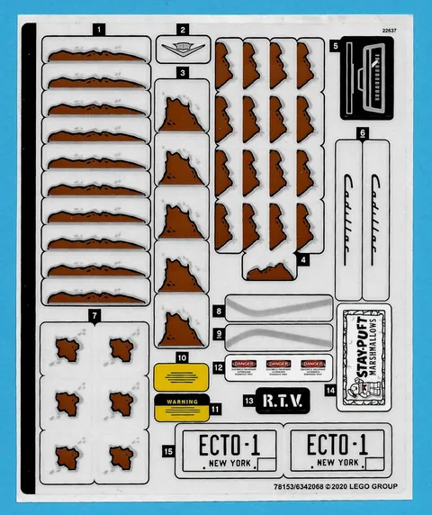 LEGO 10274 GHOSTBUSTERS ECTO-1 STICKER SHEET AUTHENTIC ORIGINAL