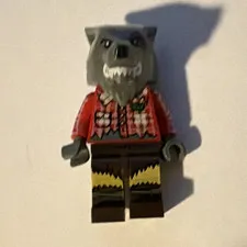 LEGO Minifigures Werewolf Minifigure Gray Wolf Head Red Shirt