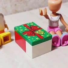 New LEGO Gift Package 2x3 Printed Christmas Present Big Red Bow Gift Tag Friends