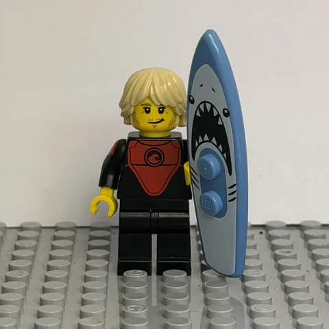 LEGO CMF Series 17 Pro Surfer Minifigure col286 Shark Surfboard Genuine Complete