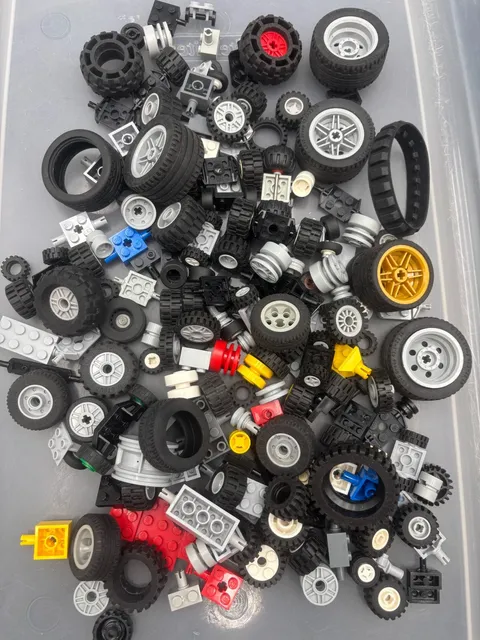 1 lb. Bulk Lego Wheels, Tires, and Axels (Lot F)