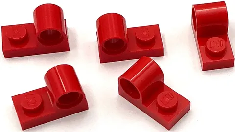 Lego 5 New Red PlateS Modified 1 x 2 with Pin Hole on Top Parts