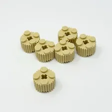 92947 LEGO Parts Brick Round 2x2 w/ Flutes (Grille) & Axle Hole TAN (6)