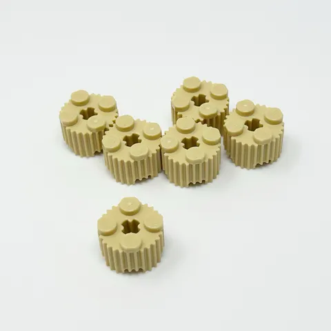 92947 LEGO Parts Brick Round 2x2 w/ Flutes (Grille) & Axle Hole TAN (6)