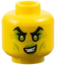 Lego 71818 New NINJAGO TOX Minifig HEAD Yellow Lime Eyes Crooked Smile D169