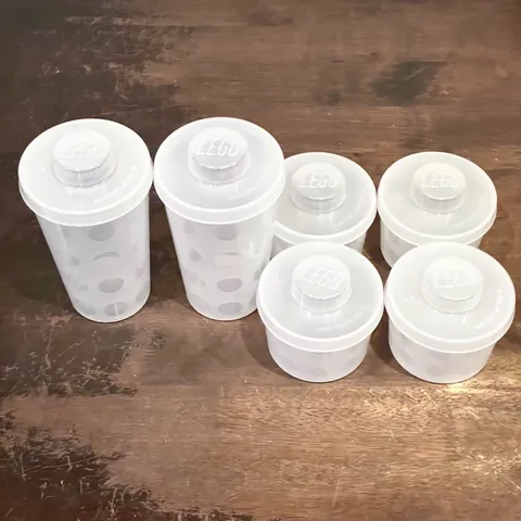 LEGO Pick A Brick Cups with Lids 2 Large + 4 Small Clear Container