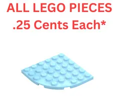 LEGO Plate 6x6 Round Corner Medium Azure 6003 - Genuine LEGO Parts Pieces Bulk