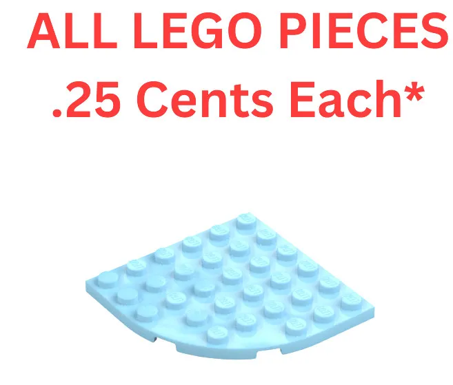 LEGO Plate 6x6 Round Corner Medium Azure 6003 - Genuine LEGO Parts Pieces Bulk