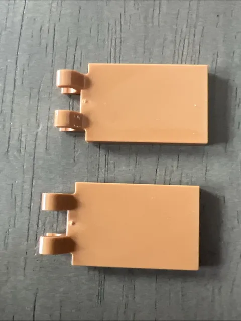 LEGO 30350b Medium Nougat Tile, Modified 2 x 3 with 2 Open O Clips 2 Pieces