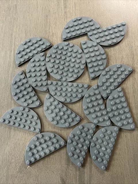 LEGO 22888 Dark Bluish Gray Plate, Round Half 4 x 8 - 17 Pieces