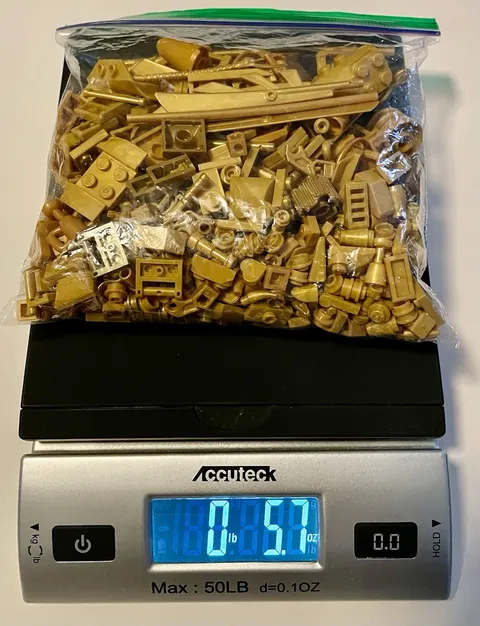 Lego 5.7 Ounce Bag Pearl Gold Building Toys Parts n Pieces {WASHED} Over 200 Pc.