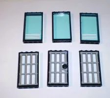 6 Used LEGO Black 1 x 4 x 6 Windows & Door Grille Bar Jail 60596 92589 60621