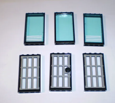 6 Used LEGO Black 1 x 4 x 6 Windows & Door Grille Bar Jail 60596 92589 60621