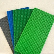 LEGO Baseplates Bulk Lot of 4 Green Blue Gray Plastic Baseplate Pieces