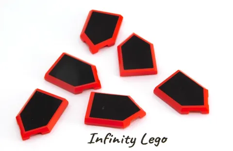 6 LEGO Red Tile 2 x 3 Pentagonal with Black Ferrari F8 (35341 66866 76895)