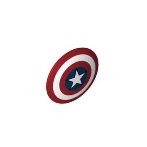 Lego Round Shield, Curved Face, Captain America Star in Dark Blue Circle inv.565