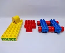 LOT late 80's Vintage Lego Duplo 2 Blue Red Car Bases  & 12 Asst. Blocks