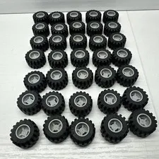 Lego 35 Wheels 21x12mm Black Tire Offset Tread Light Bluish Gray Rims