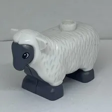 Lego Duplo White Gray Sheep Figure Farm Farmer Animal Zoo Replacement A8
