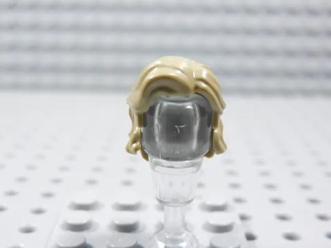 LEGO Dark Tan Hair Mid-Length Wavy Sidelocks Center Part Minifig BQ
