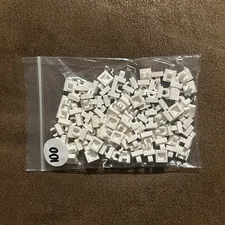 Lego 100 New White Tiles Modified 1 x 1 with Open O Clip Pieces