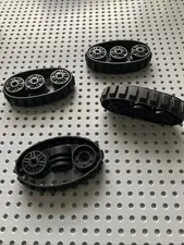 Lego Technic 4 Black Tank Rubber 20 Treads Track W/ 12 Hub Sprocket Wheels