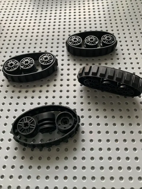 Lego Technic 4 Black Tank Rubber 20 Treads Track W/ 12 Hub Sprocket Wheels