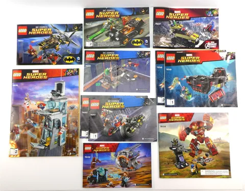 Lego DC COMICS SUPER HEROES & MARVEL SUPER HEROES Lot of 11 Instruction Manuals