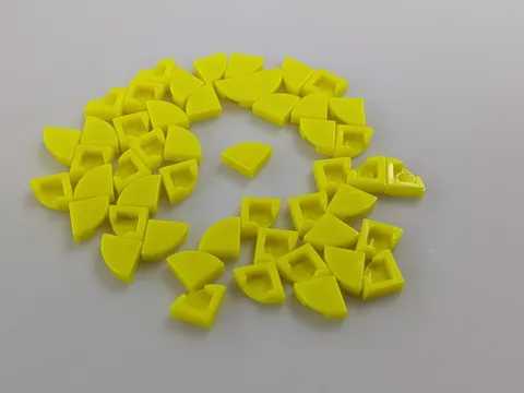 Lego x50 New Neon Yellow Tiles Round 1 x 1 Quarter Flat Smooth # 25269