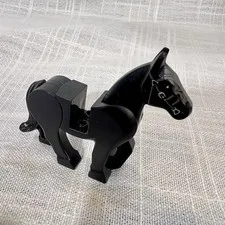 Lego Black Horse Movable Legs 10352c01pb02 Dark Red Eyes Dark Gray Bridle