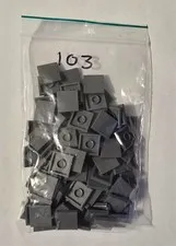 Lego Lot of 103 2x2 Smooth Flat Tile, Part No. 3068, Dark Bluish Gray