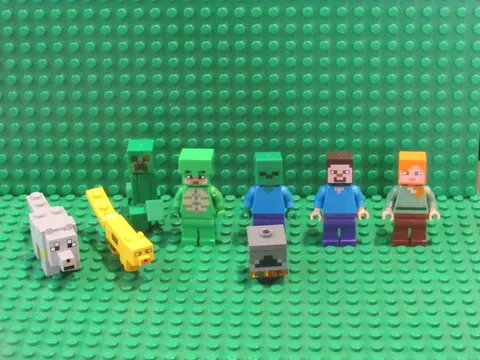 Lot Lego Minecraft Minifigs Alex Steve Cat wolf Creeper Skeleton Zombie CL160