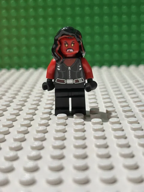 LEGO Minifigure Red Head Black Outfit with Black Hair Plastic Figure