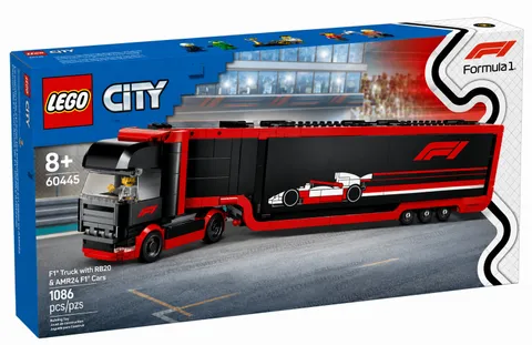 LEGO CITY: F1 Truck with Rb20 & Amr24 F1 Cars  #60445  New in sealed box.